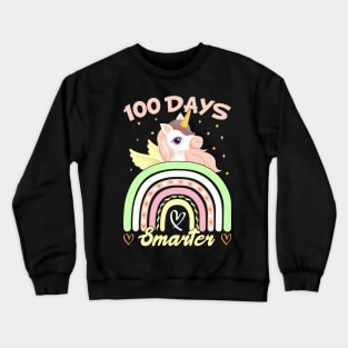 100 Days of School Colorful  Unicorn Lovers Gift For Kids Students And Teacher Crewneck Sweatshirt